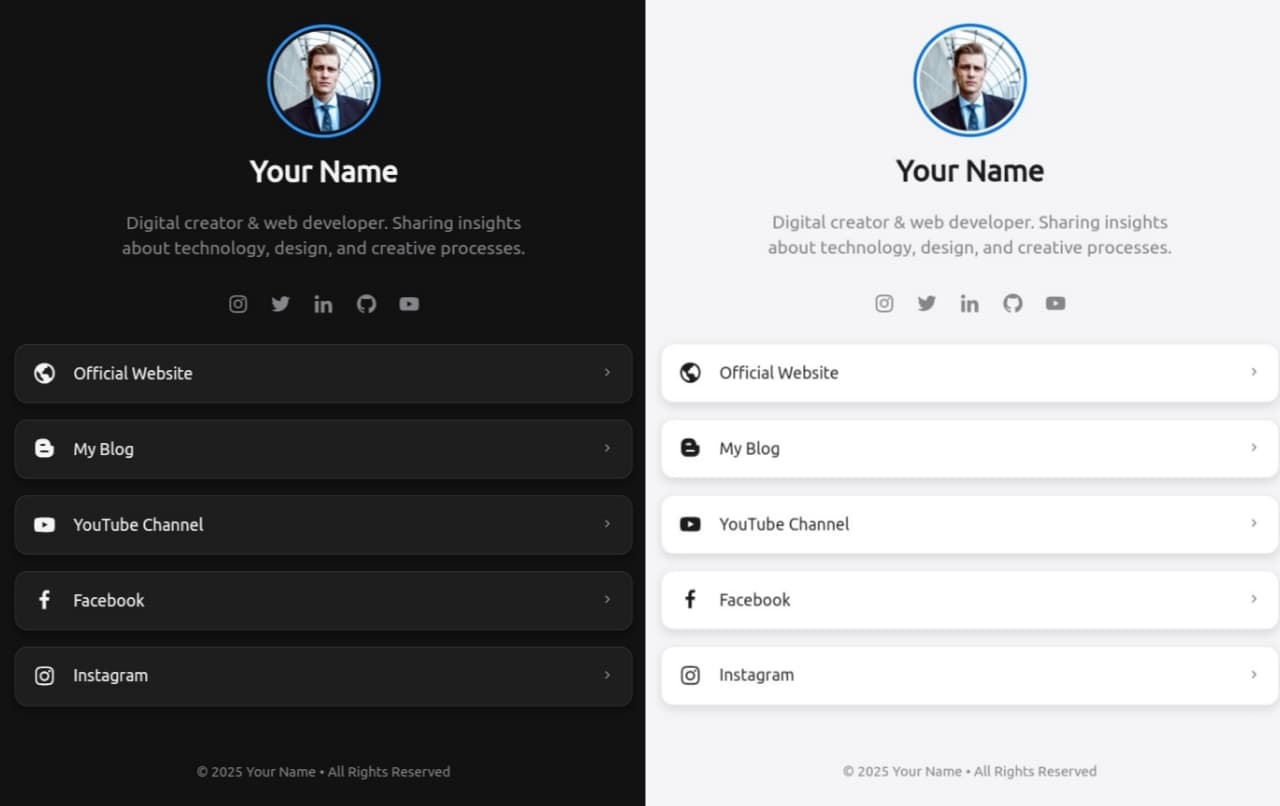 Web Bio Link Minimalis dengan HTML, CSS, dan JavaScript